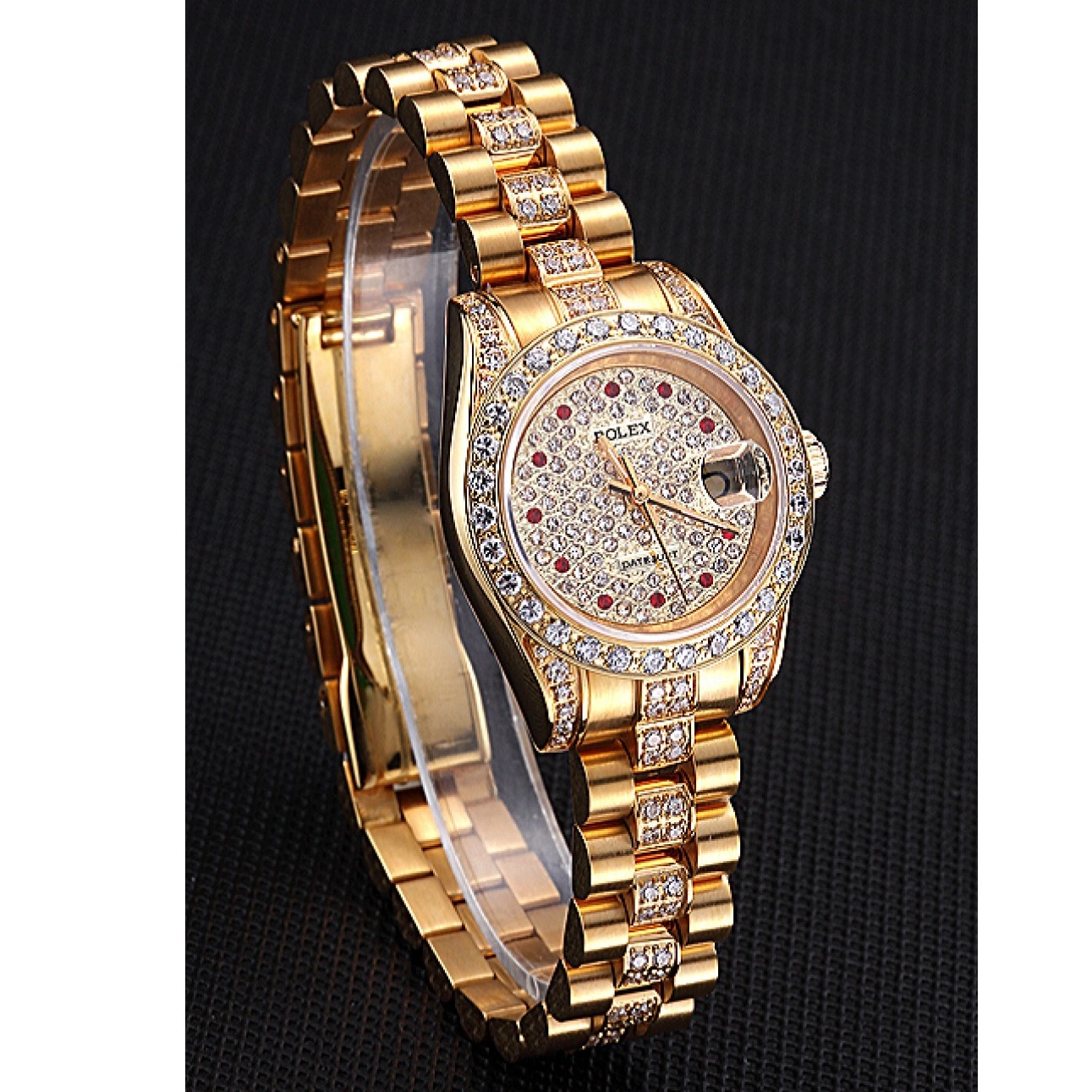 Best AAA Replica Sites Swiss 622023 Gold Diamond Dial DateJust Rolex 0604